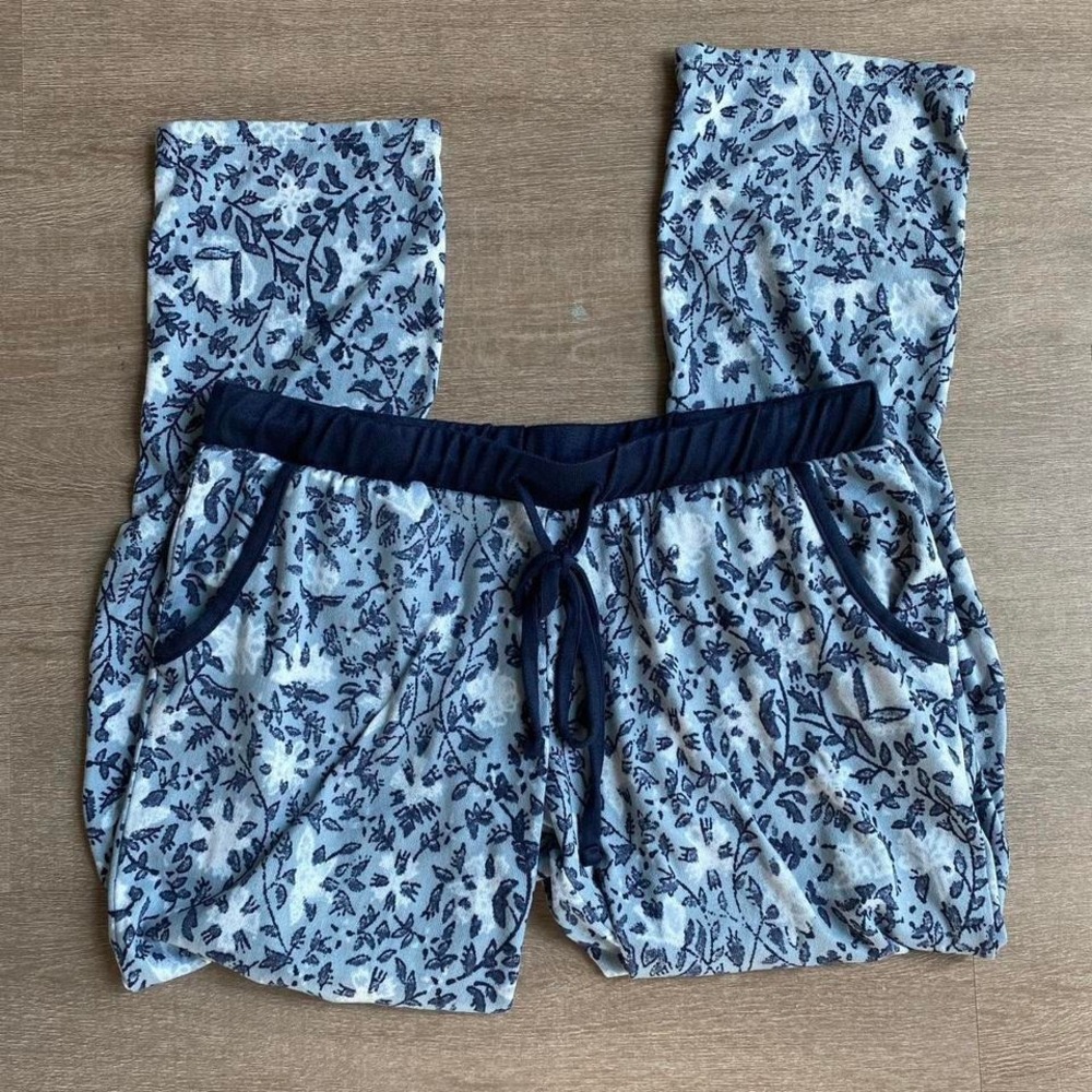 Lucky Brand Navy Light Blue Floral Pajama Pants Size Small Sleepwear 1166